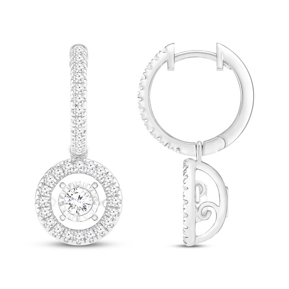 Kay Unstoppable Love Lab-Created Diamond Dangle Hoop Earrings 1 ct tw 14K White Gold