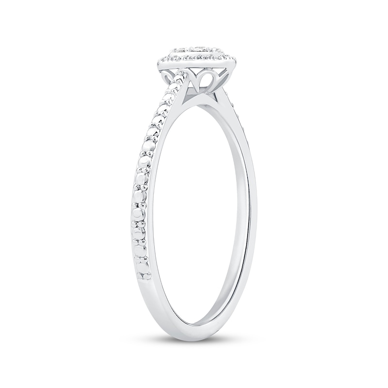 Main Image 2 of Multi-Diamond Oval Halo Promise Ring 1/20 ct tw Sterling Silver