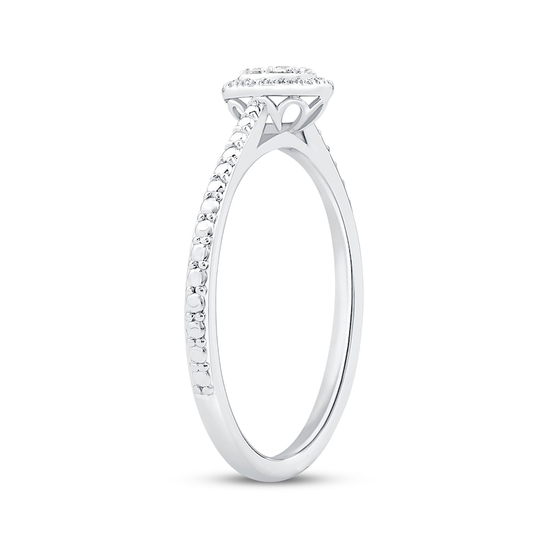 Multi-Diamond Center Oval Frame Promise Ring 1/20 ct tw Sterling Silver