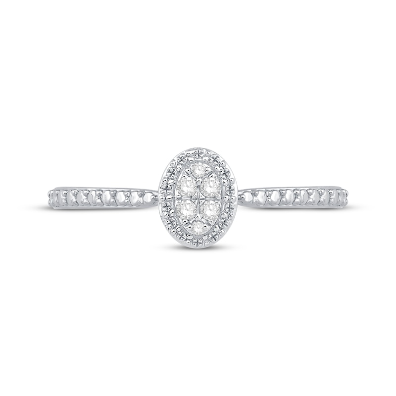 Main Image 3 of Multi-Diamond Oval Halo Promise Ring 1/20 ct tw Sterling Silver