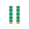 Thumbnail Image 2 of Round-Cut Emerald Hoop Earrings 10K Yellow Gold