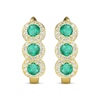 Thumbnail Image 2 of Round-Cut Emerald & Diamond Hoop Earrings 1/4 ct tw 10K Yellow Gold