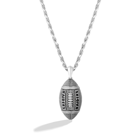 Kay True Fans Las Vegas Raiders 1/20 CT. T.W. Diamond Vertical Football Necklace in Sterling Silver