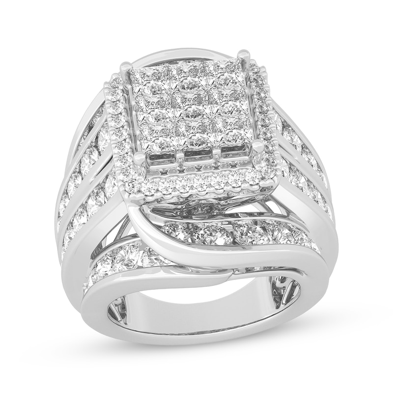Main Image 1 of Princess-Cut Multi-Diamond Center Engagement Ring 7-1/5 ct tw 10K White Gold