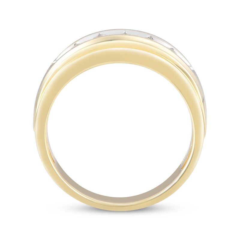 Main Image 3 of Now + Forever Men's Diamond Five-Stone Brushed Wedding Band 1/2 ct tw 10K Yellow Gold