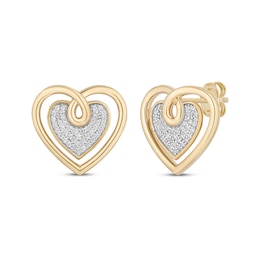 Hallmark Diamonds Looping Heart Earrings 1/6 ct tw 10K Yellow Gold