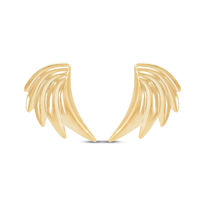 Main Image 2 of Sculpted Angel Wing Stud Earrings 10K Yellow Gold