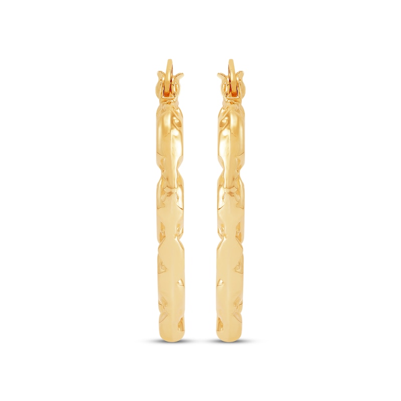 Main Image 2 of Heart-Shaped Nugget Hoop Earrings 10K Yellow Gold