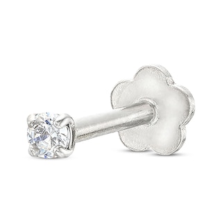 Cubic Zirconia Single Helix Stud 14K White Gold - 18G 8MM