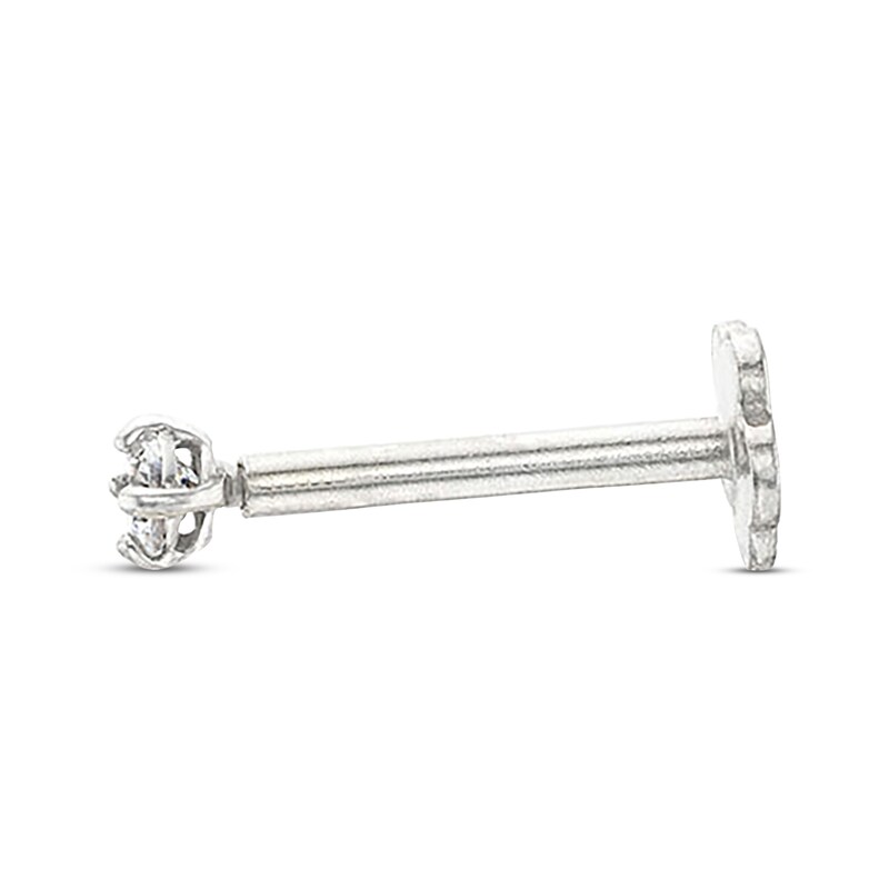Main Image 2 of Cubic Zirconia Helix Stud 14K White Gold - 18G 8MM