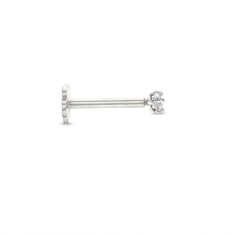 Main Image 3 of Cubic Zirconia Helix Stud 14K White Gold - 18G 8MM