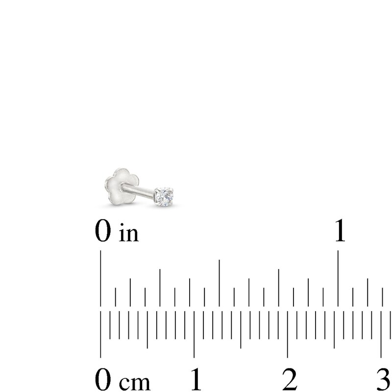 Main Image 4 of Cubic Zirconia Helix Stud 14K White Gold - 18G 8MM