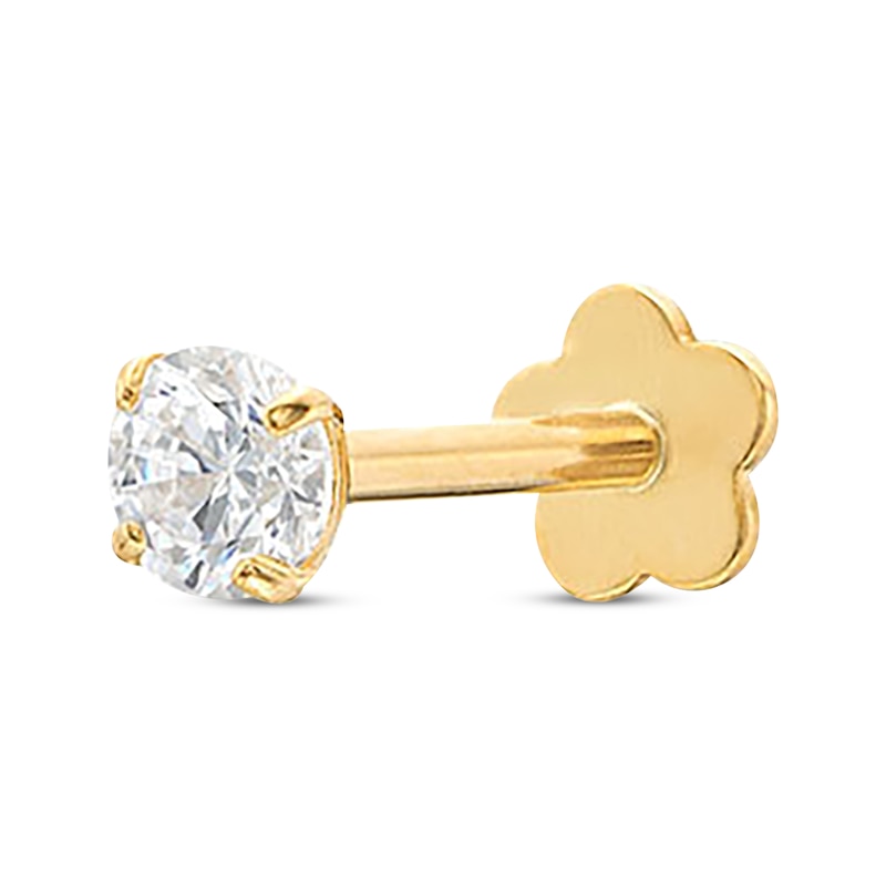 Main Image 1 of Cubic Zirconia Helix Stud 14K Yellow Gold - 18G 8MM