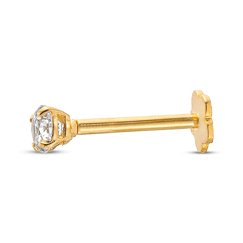 Cubic Zirconia Helix Stud 14K Yellow Gold - 18G 8MM