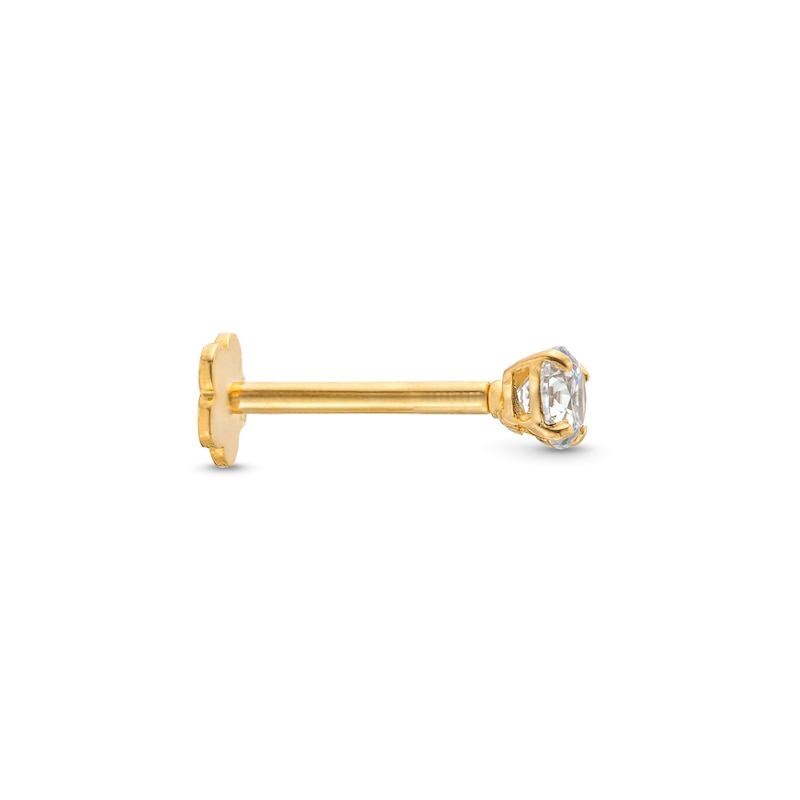 Main Image 3 of Cubic Zirconia Helix Stud 14K Yellow Gold - 18G 8MM