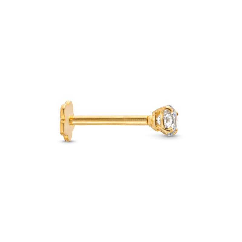 Cubic Zirconia Helix Stud 14K Yellow Gold - 18G 8MM