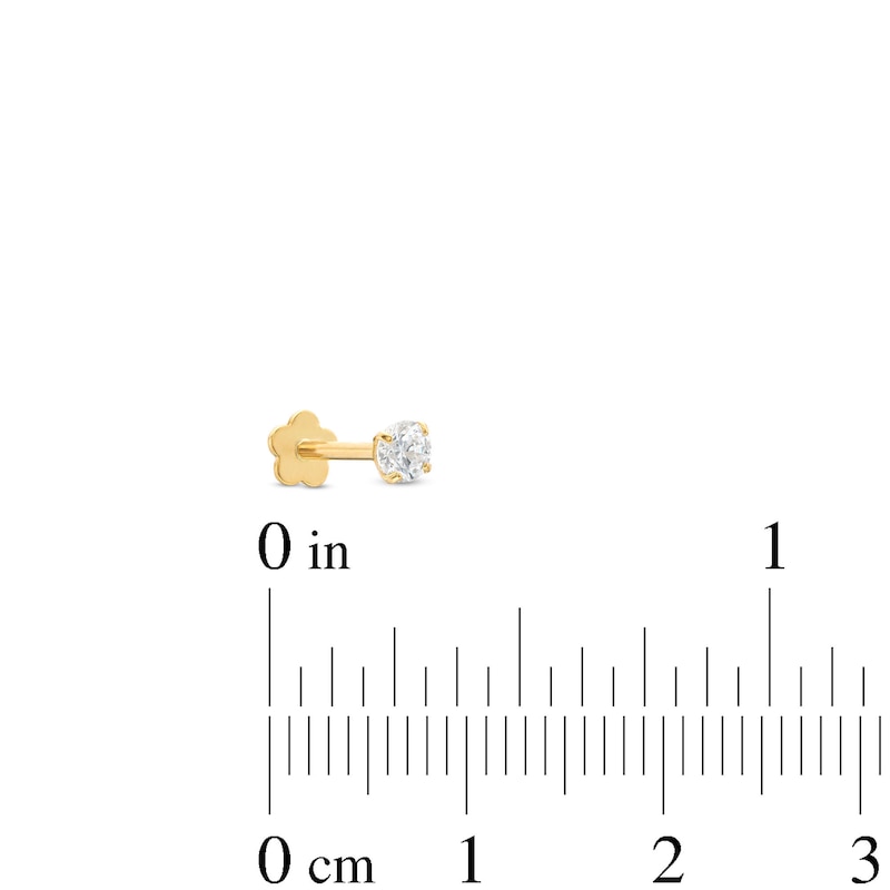 Main Image 4 of Cubic Zirconia Helix Stud 14K Yellow Gold - 18G 8MM