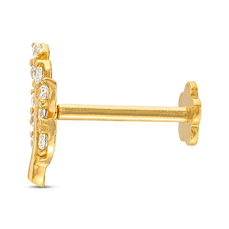 Main Image 2 of Cubic Zirconia Leaf Helix Stud 14K Yellow Gold - 18G 8MM