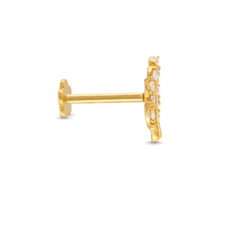 Main Image 3 of Cubic Zirconia Leaf Helix Stud 14K Yellow Gold - 18G 8MM