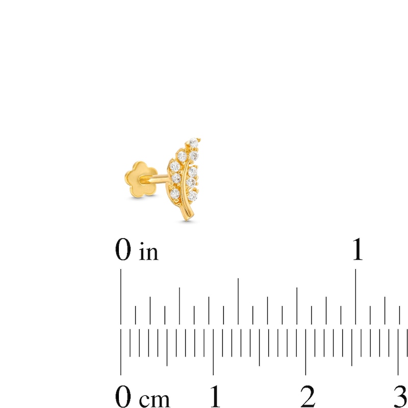 Main Image 4 of Cubic Zirconia Leaf Helix Stud 14K Yellow Gold - 18G 8MM