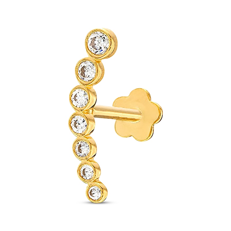Main Image 1 of Cubic Zirconia Curved Crawler Helix Stud 14K Yellow Gold - 18G 8MM