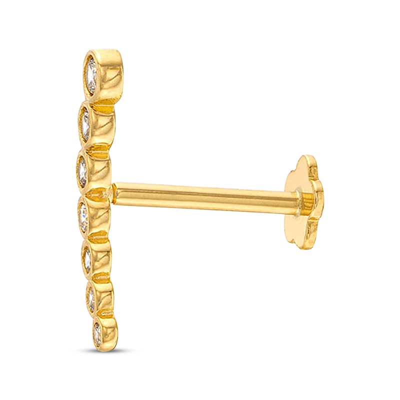 Main Image 2 of Cubic Zirconia Curved Crawler Helix Stud 14K Yellow Gold - 18G 8MM