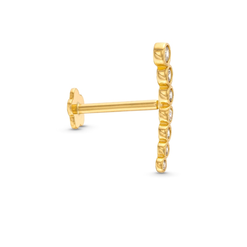 Main Image 3 of Cubic Zirconia Curved Crawler Helix Stud 14K Yellow Gold - 18G 8MM