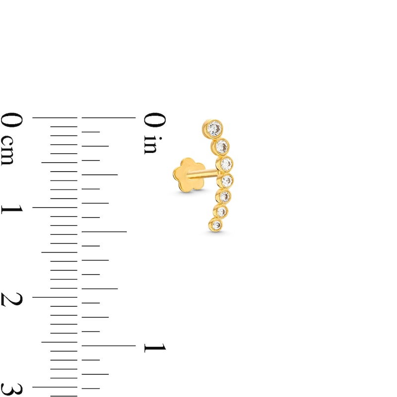 Main Image 4 of Cubic Zirconia Curved Crawler Helix Stud 14K Yellow Gold - 18G 8MM