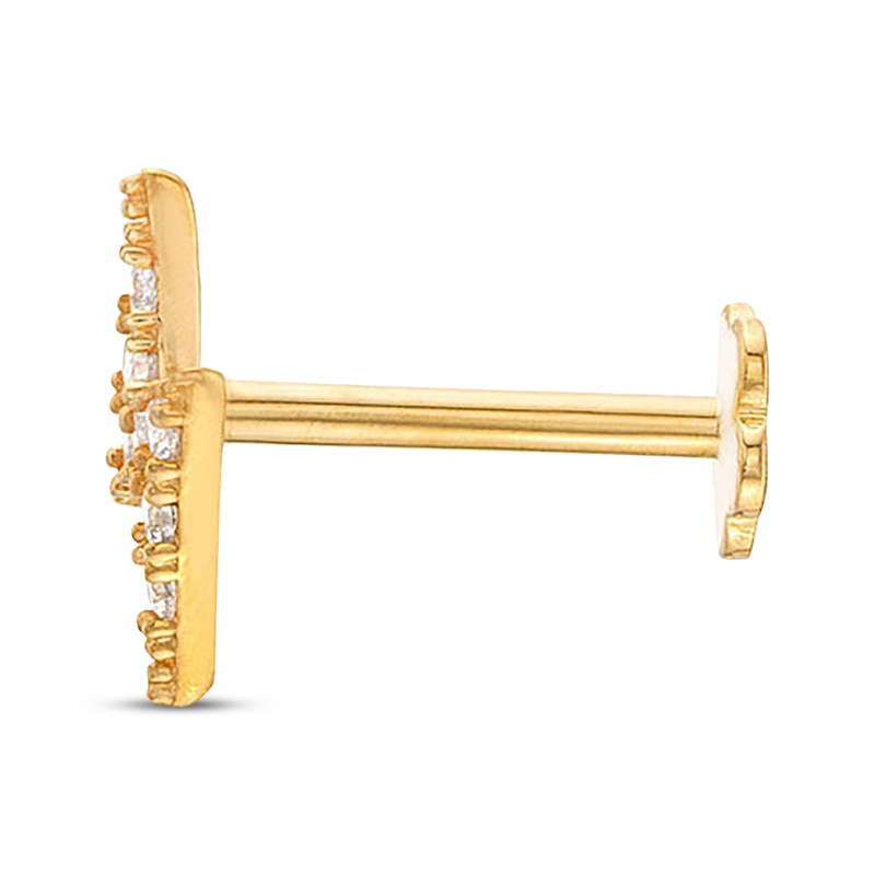 Main Image 2 of Cubic Zirconia Lightning Bolt Helix Stud 14K Yellow Gold - 18G 8MM