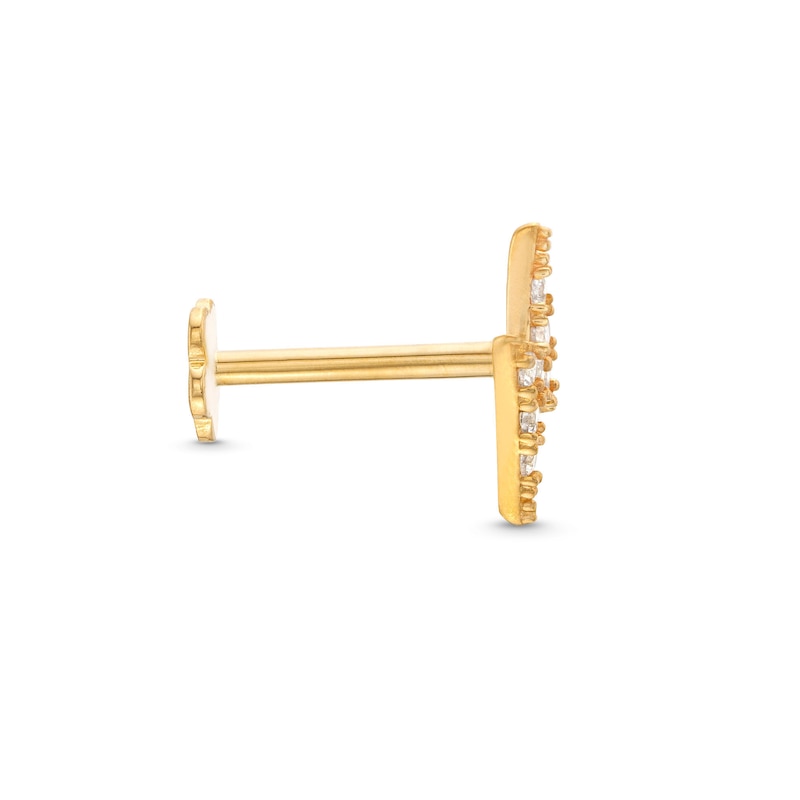 Main Image 3 of Cubic Zirconia Lightning Bolt Helix Stud 14K Yellow Gold - 18G 8MM