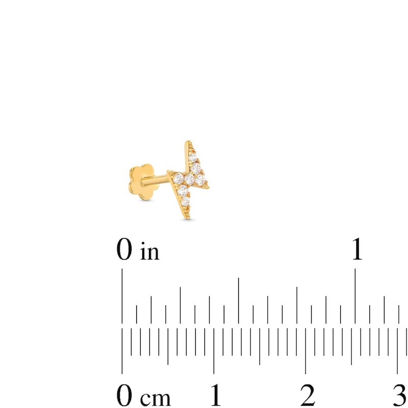 Main Image 4 of Cubic Zirconia Lightning Bolt Helix Stud 14K Yellow Gold - 18G 8MM