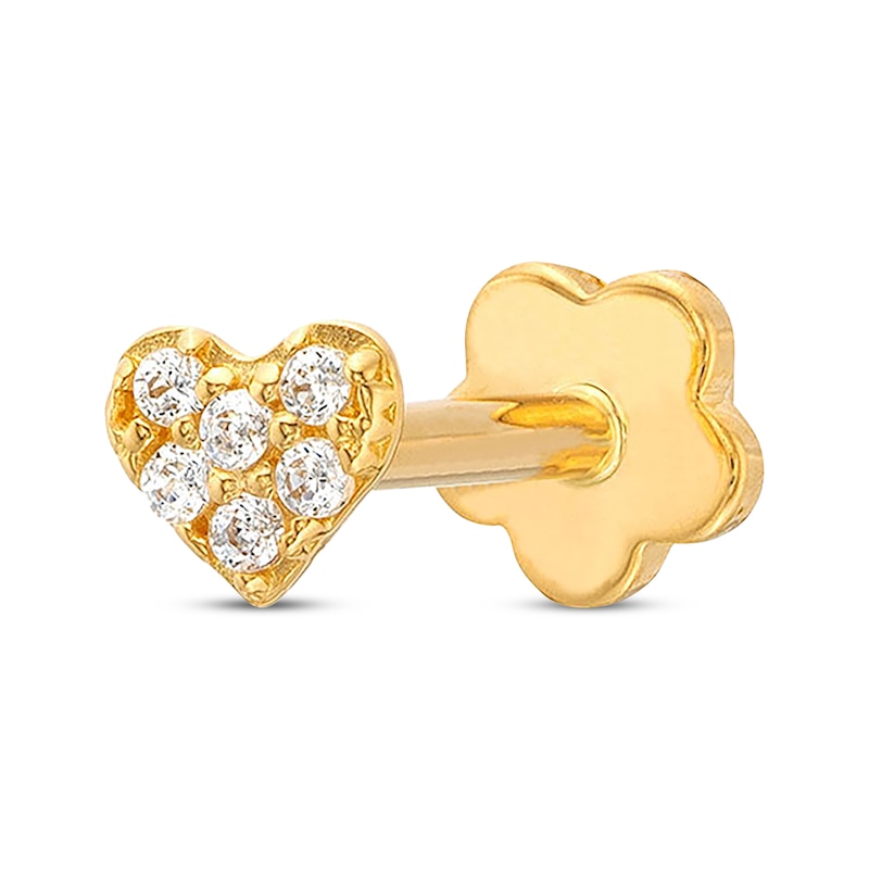 Main Image 1 of Cubic Zirconia Heart Helix Stud 14K Yellow Gold - 18G 8MM