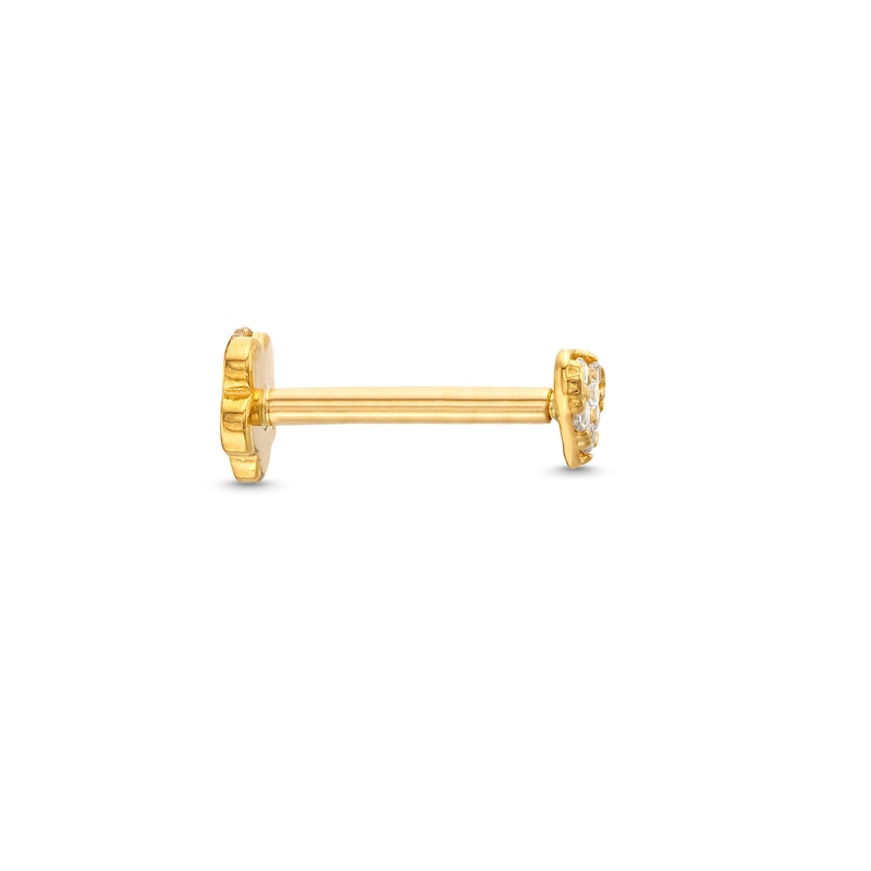 Main Image 3 of Cubic Zirconia Heart Helix Stud 14K Yellow Gold - 18G 8MM