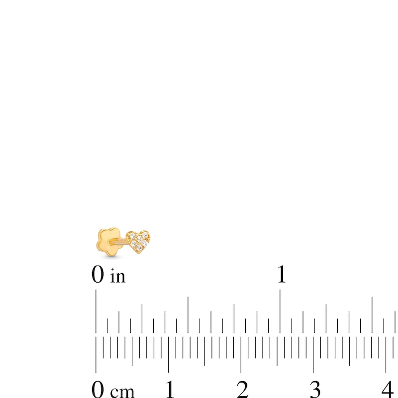 Main Image 4 of Cubic Zirconia Heart Helix Stud 14K Yellow Gold - 18G 8MM