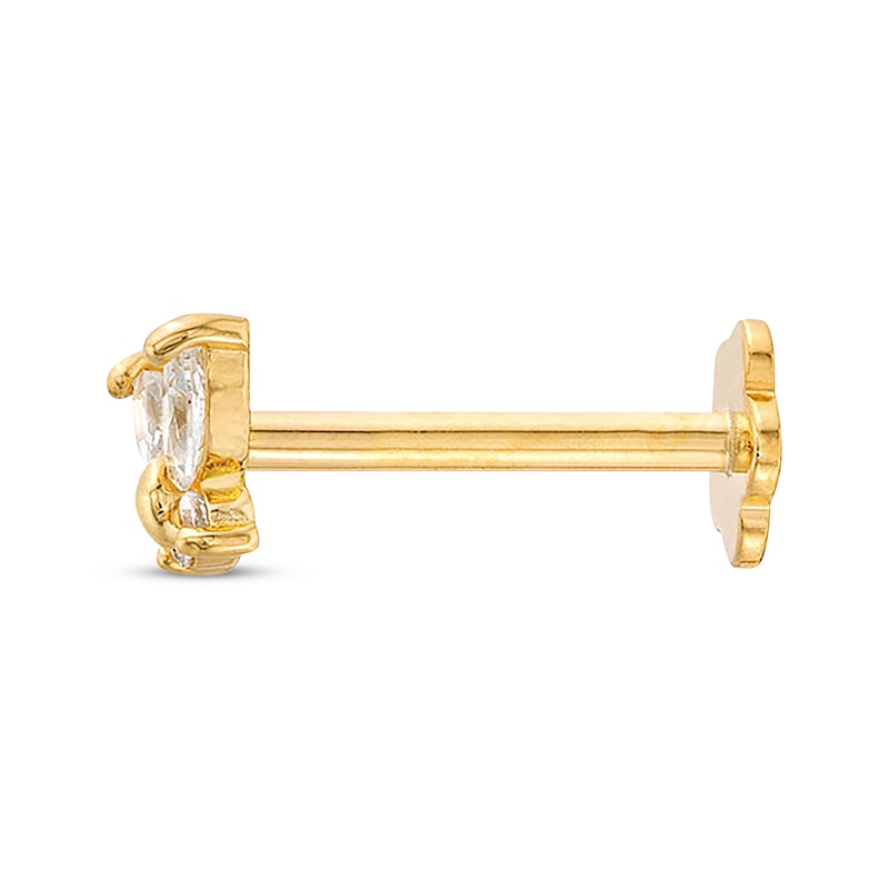 Main Image 2 of Marquise & Round-Cut Cubic Zirconia Butterfly Helix Stud 14K Yellow Gold - 18G 8MM