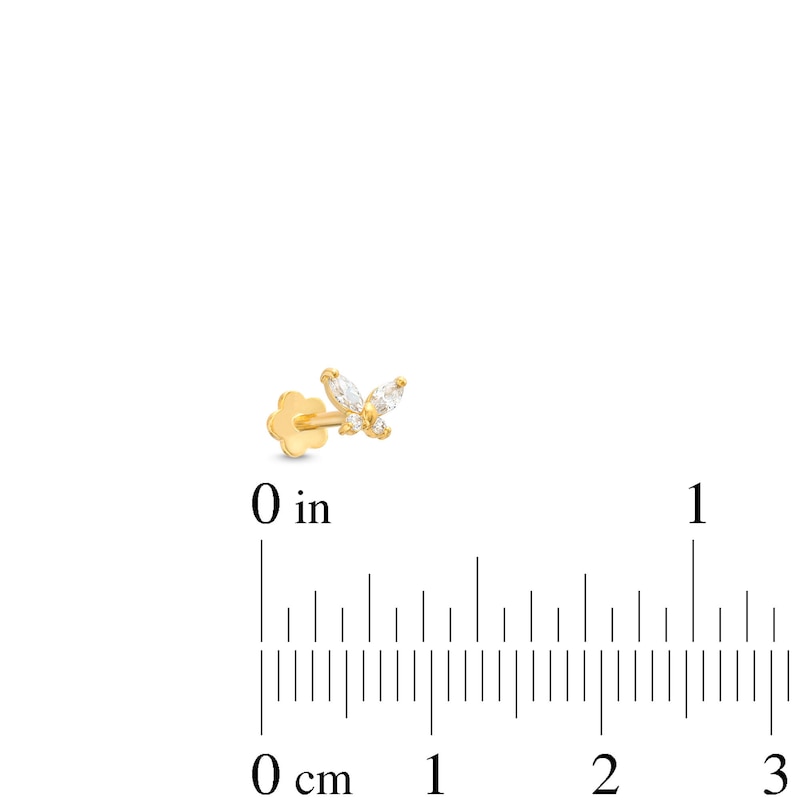 Main Image 4 of Marquise & Round-Cut Cubic Zirconia Butterfly Helix Stud 14K Yellow Gold - 18G 8MM