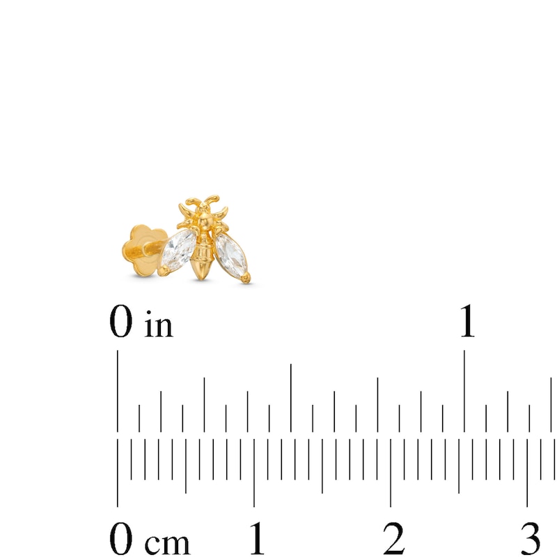 Main Image 4 of Marquise-Cut Cubic Zirconia Hornet Helix Stud 14K Yellow Gold - 18G 8MM