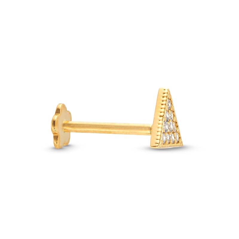 Main Image 3 of Cubic Zirconia Triangle Helix Stud 14K Yellow Gold - 18G 8MM
