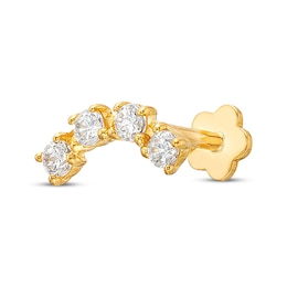 Cubic Zirconia Curved Helix Stud 14K Yellow Gold - 18G 8MM