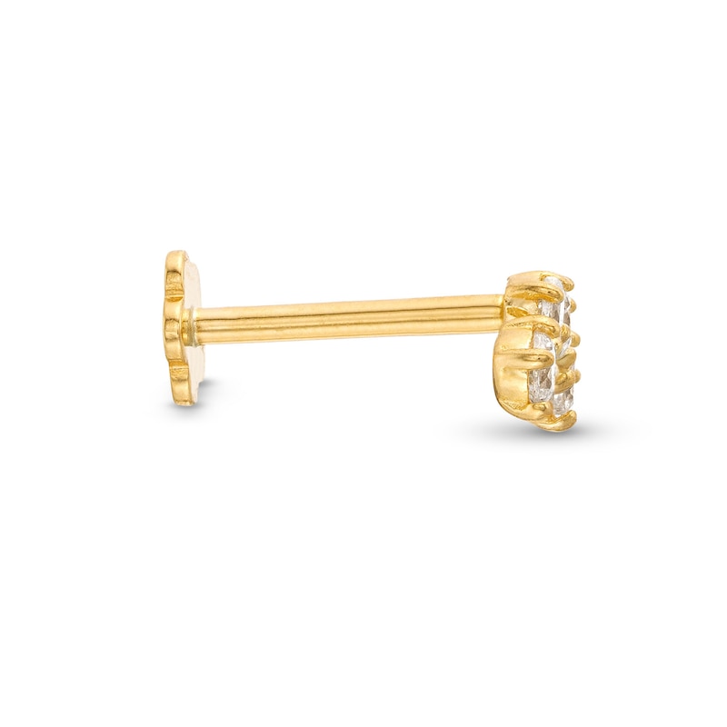 Main Image 3 of Cubic Zirconia Curved Helix Stud 14K Yellow Gold - 18G 8MM