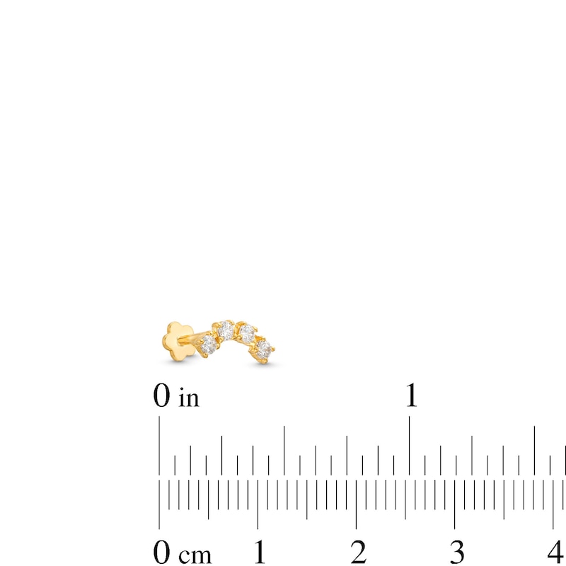 Main Image 4 of Cubic Zirconia Curved Helix Stud 14K Yellow Gold - 18G 8MM