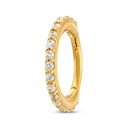 Cubic Zirconia Helix Hoop 14K Yellow Gold - 18G 8MM