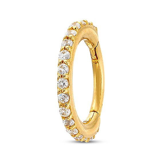 Cubic Zirconia Single Helix Hoop 14K Yellow Gold - 18G 8MM