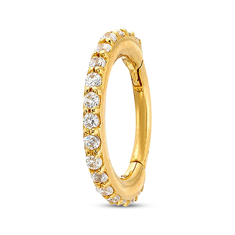 Main Image 1 of Cubic Zirconia Helix Hoop 14K Yellow Gold - 18G 8MM