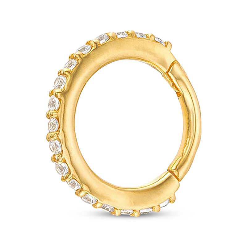 Main Image 2 of Cubic Zirconia Helix Hoop 14K Yellow Gold - 18G 8MM