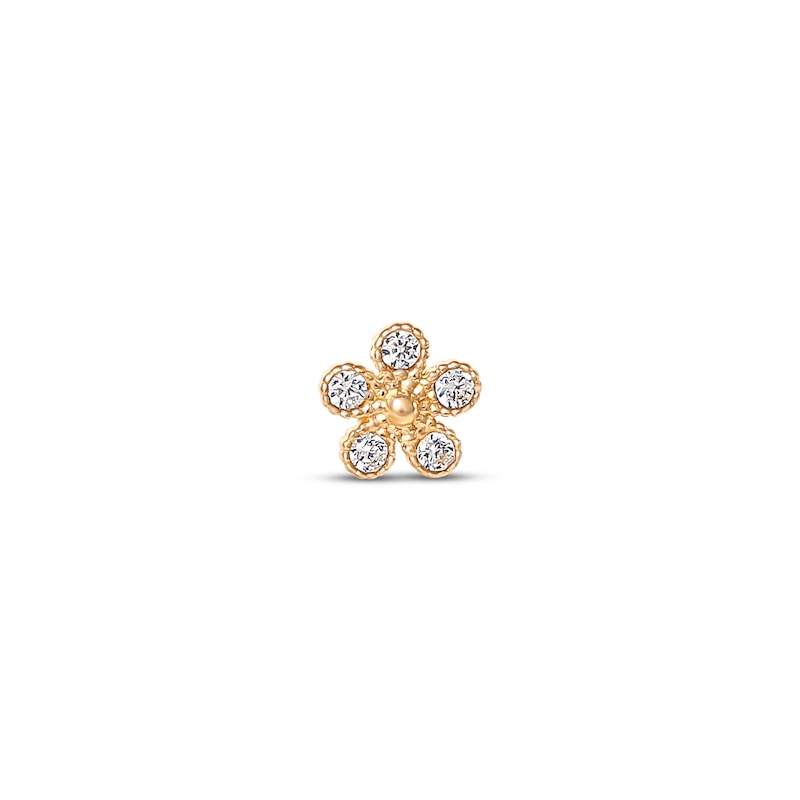 Main Image 1 of Cubic Zirconia Flower Cartilege Stud Earring 14K Yellow Gold