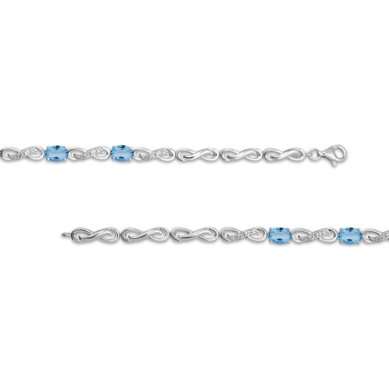 Main Image 2 of Oval-Cut Swiss Blue Topaz & White Lab-Created Sapphire Infinity Link Bracelet Sterling Silver 7.5&quot;