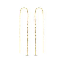 Dot-Dash Bead Chain Dangle Threader Earrings 14K Yellow Gold