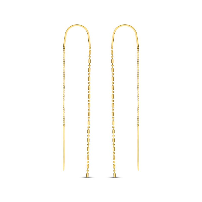 Main Image 1 of Dot-Dash Bead Chain Dangle Threader Earrings 14K Yellow Gold