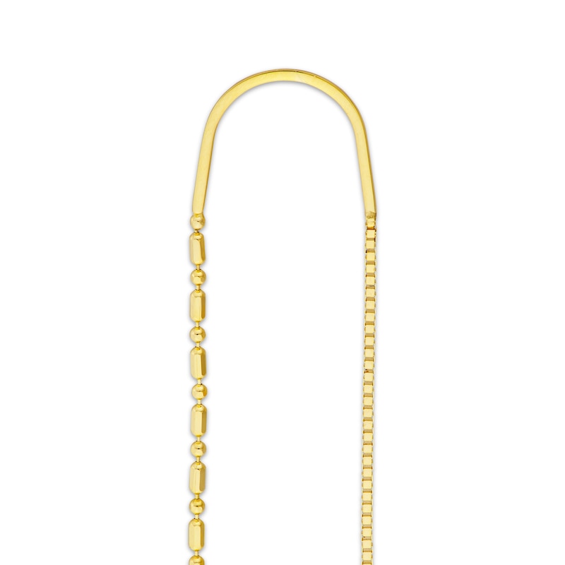 Main Image 3 of Dot-Dash Bead Chain Dangle Threader Earrings 14K Yellow Gold